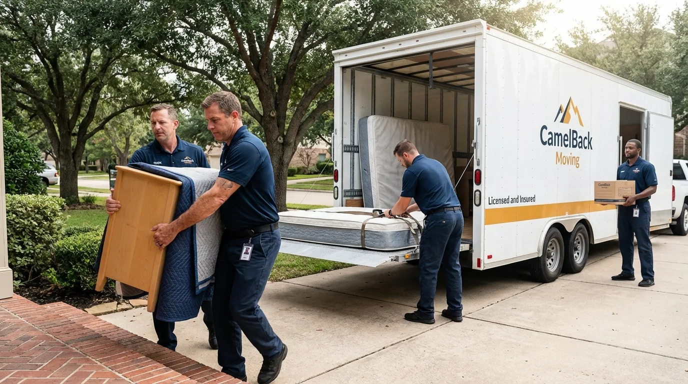 Crew loading residential truck for cross-state move from Palm Beach, FL