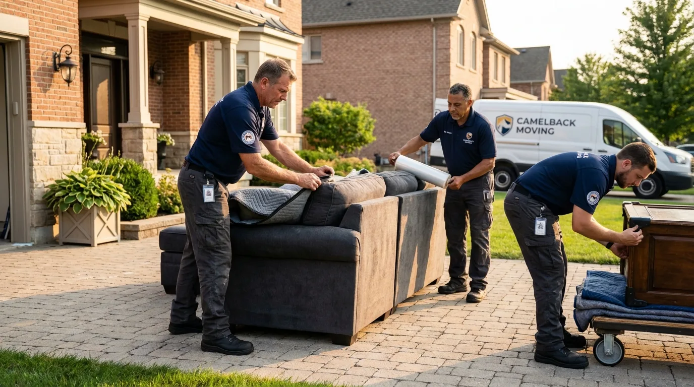 Large estate moving crew wrapping furniture in Palm Beach, FL