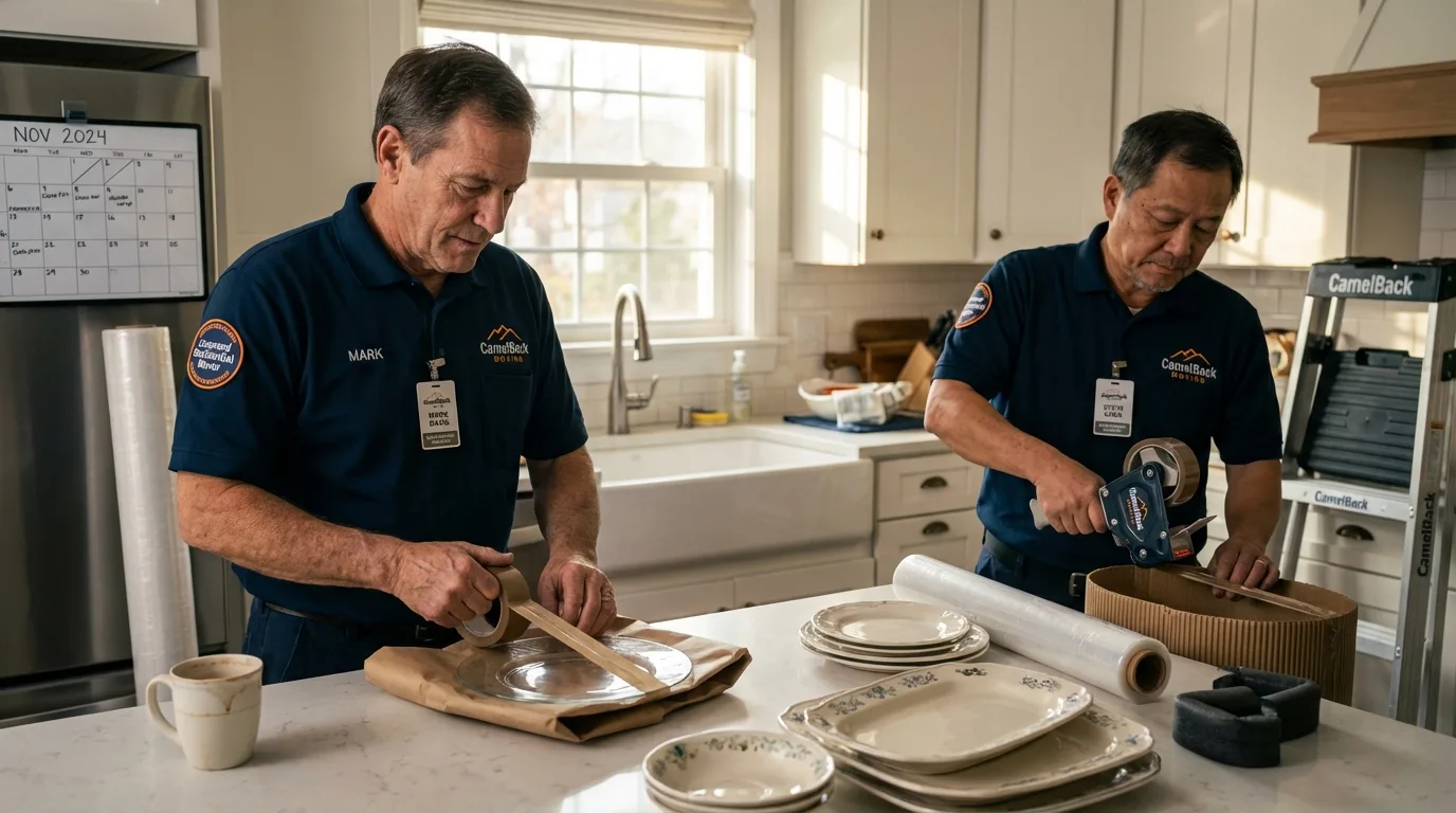 Professional crew packing kitchen dishware in Palm Beach, FL